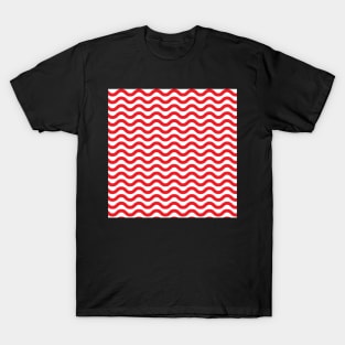 Red Wavy Lines Repeat Pattern T-Shirt